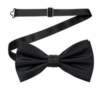 WedDecor Classy Pretied Adjustable Bow Tie Satin Butterfly Neck Stylish Bowtie Solid Colour Tuxedo Men Women Kids Formal Casual Fashion Accessory, Black