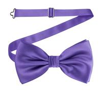 WedDecor Classy Pretied Adjustable Bow Tie Satin Butterfly Neck Stylish Bowtie Solid Colour Tuxedo Men Women Kids Formal Casual Fashion Accessory, Purple
