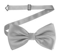 WedDecor Classy Pretied Adjustable Bow Tie Satin Butterfly Neck Stylish Bowtie Solid Colour Tuxedo Men Women Kids Formal Casual Fashion Accessory, Light Grey