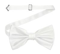 WedDecor Classy Pretied Adjustable Bow Tie Satin Butterfly Neck Stylish Bowtie Solid Colour Tuxedo Men Women Kids Formal Casual Fashion Accessory, White
