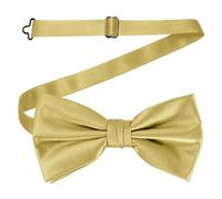 WedDecor Classy Pretied Adjustable Bow Tie Satin Butterfly Neck Stylish Bowtie Solid Colour Tuxedo Men Women Kids Formal Casual Fashion Accessory, Gold