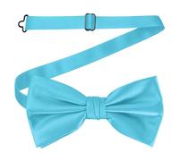 WedDecor Classy Pretied Adjustable Bow Tie Satin Butterfly Neck Stylish Bowtie Solid Colour Tuxedo Men Women Kids Formal Casual Fashion Accessory, Aqua Blue