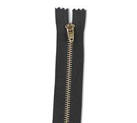 WedDecor Closed End Black YKK Golden Brass Teeth Zipper Heavy Duty, for DIY Sewing Skirt, Jeans, Trousers, Dresses, Luggage, Bags, Purses, Crafts Making, 8 Inch (20cm), 1pc