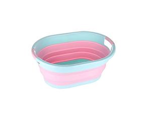 WedDecor Collapsible Oval Shape Foldable 24L Laundry Basket (Pink)