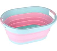 WedDecor Collapsible Oval Shape Foldable 24L Laundry Basket (Pink) | Sturdy Foldable Washing Bin Basket for Clothes Storage, Laundry Room, Bedroom, Bathroom & Home Organisation