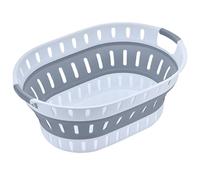 WedDecor Collapsible Oval Shape Foldable 36L Laundry Basket (Grey & White)