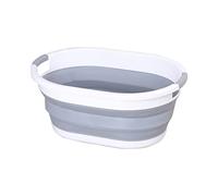 WedDecor Collapsible Oval Shape Foldable 39L Laundry Basket (Grey)