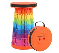 WedDecor Collapsible Telescopic Folding Stool Heavy Duty with 440lbs Load Capacity, Lightweight, Adjustable, Portable Pop Up Stool for Camping, Hiking, BBQ, Garden & Home Use - Rainbow Orange