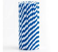 WedDecor Compostable Paper Straws - Durable, Non-Soggy, Food-Safe - Striped, Multi-Layered for Long-Lasting Use - Perfect for Juice, Coffee, Party & Events, Blue & White, 2000pcs