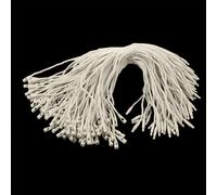 WedDecor Cotton Hang Tag with Bullet Clasp String Cord Lock for Secure Labels Price Tags Retail Clothing Fashion Apparels Packaging, 20cm, Beige, 100pcs