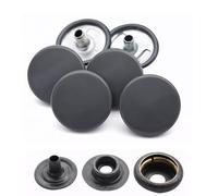 WedDecor Dark Grey 15mm Press Studs Heavy Duty Metal Nickle Free 4 Parts Snap Fasteners Rivets Button for Leather Crafts, Jackets, Bags, Straps, Jeans, Clothes Repair - Pack of 10