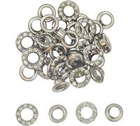 WedDecor Diamante Eyelets Brass Rhinestone Studded Grommets for DIY Craft Projects, Leathercraft, Decorating Belts, Bags, Clothing, Silver, 6mm, 100pcs