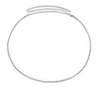 WedDecor Diamante Studded Rhinestone Waist Belt with Fastener Hook Clasp for Women Casual, Formal and Western Outfits, Metal, 1 Row, Silver, 4mm x 79cm, Fashion Accessory