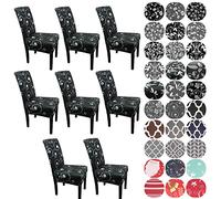 WedDecor Dining Chair Cover, Spandex Stretch Chair Seat Cover, Removable & Washable Chair Slipcover for Kitchen, Wedding, Hotel, Dining Room, Banquet, Party, Chair Protector, Pcs 8, Black