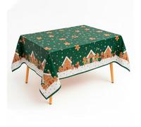 WedDecor Disposable Christmas Tablecloths, Plastic Banquet Party Table Cover Wipeable Tableware PVC Desk Table Cover Xmas Decoration, Rectangle Tablecloth, Green, 220x130 cm