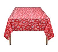 WedDecor Disposable Christmas Tablecloths, Plastic Banquet Party Table Cover Wipeable Tableware PVC Desk Table Cover Xmas Decoration, Rectangle Tablecloth, Red, 137x274 cm