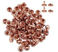 WedDecor Double Cap Leather Rivets 10mm Snap Fastener Tubular Metal Press Stud Rivets for Fabric, Bag Making, DIY Leather Craft, Cloth Repairing, Shoe Decoration, Rose Gold, 100pcs