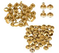 WedDecor Double Cap Leather Rivets 10mm Snap Fastener Tubular Metal Press Stud Rivets for Fabric, Bag Making, DIY Leather Craft, Cloth Repairing, Shoe Decoration, Gold, 100pcs