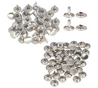 WedDecor Double Cap Leather Rivets 9mm Snap Fastener Tubular Metal Press Stud Rivets for Fabric, Bag Making, DIY Leather Craft, Cloth Repairing, Shoe Decoration, Silver, 100pcs