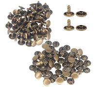 WedDecor Double Cap Leather Rivets 9mm Snap Fastener Tubular Metal Press Stud Rivets for Fabric, Bag Making, DIY Leather Craft, Cloth Repairing, Shoe Decoration, Bronze, 100pcs