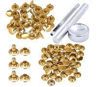 WedDecor Double Cap Tubular Rivets Studs & Tool Kit for Leathercraft, Bags, Belts, Dog Collar, Footwear, Fabric Decoration, DIY Craft Projects, 10mm, Gold, 100pcs