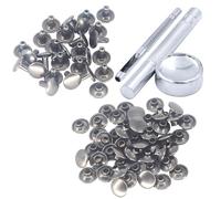 WedDecor Double Cap Tubular Rivets Studs & Tool Kit for Leathercraft, Bags, Belts, Dog Collar, Footwear, Fabric Decoration, DIY Craft Projects, 6mm, Gunmetal, 100pcs