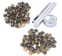 WedDecor Double Cap Tubular Rivets Studs & Tool Kit for Leathercraft, Bags, Belts, Dog Collar, Footwear, Fabric Decoration, DIY Craft Projects, 8mm, Bronze, 100pcs
