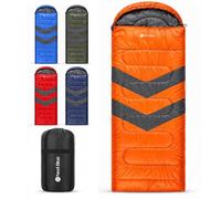 WedDecor Double Sided Zip, Waterproof Orange Sleeping Bag for 6ft Adults - 4 Season, Ultralight, Compact Sleeping Bag for Backpacking, Camping, Hiking, Hunting, Travel