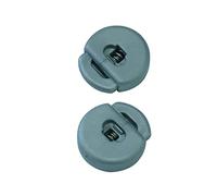 Weddecor Drawstring Grey Cord Lock Stopper with Single Hole Round Button Toggle and Wide Push Buttons for Bags, Paracord, Jackets, Luggage, 5pcs