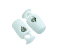 Weddecor Drawstring White Cord Lock Stopper with Single Hole Button Toggle and Wide Push Buttons for Bags, Paracord, Jackets, Luggage, 10pcs