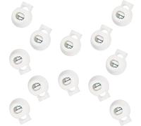 Weddecor Drawstring White Cord Lock Stopper with Single Hole Round Button Toggle and Wide Push Buttons for Bags, Paracord, Jackets, Luggage, 10pcs