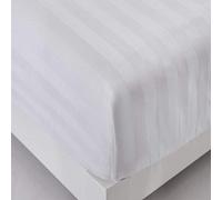 WedDecor Fitted Sheet White Satin Stripes 300 Thread Count Breathable Soft Comfortable 100% Pure Egyptian Cotton Premium Hotel Quality Easy Care Bed Sheet -King Size (150cmx200cmx30cm)