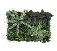 WedDecor Flower Panels Wall Décor Artificial Flowers Romantic Floral Backdrop Hedge Home Decor Wedding Party Photo Background, Green with 5 flowers, 1pc, 60 x 40cm