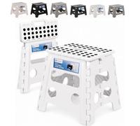 WedDecor Folding Step Stool 330lbs for Kids & Adults, 13 Inch - Black | Heavy-Duty Non-Slip Plastic Stool With Carry Handle, Holds 150kg For Kitchen, Bathroom, Camping, Outdoor Use