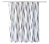 WedDecor Geometric Shower Curtain, Soft Polyester Fabric - White, 180x180cm