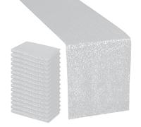 WedDecor Glitter Sequin Table Runner 11x108 Inch, For Wedding, Birthday Events, Chair Sashes Swags Christmas, Home Décor Dining Table Runners Party Decorations, Silver, 10pcs