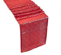 WedDecor Glitter Sequin Table Runner 11x108 Inch, For Wedding, Birthday Events, Chair Sashes Swags Christmas, Home Décor Dining Table Runners Party Decorations, Red, 1pc