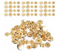 WedDecor Gold 12mm S Spring Press Studs 4 Part, Durable and Lightweight, Metal Snap Fasteners for Jackets, Jeans, Leather Craft, Straps and Clothing Repair, 50pcs