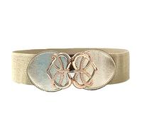 WedDecor Gold 60mm Wide Elastic Stretchable Women Waist Belt with Conjoined Hearts Buckle Cinch Obi Belt for Fashion Accessories, Halloween Dresses, Casual Formal and Western Outfits, S Size
