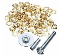 WedDecor Gold Eyelets Grommet Kit with 3-Piece Hand Tool Set for Tarpaulins, Fabric, Tent, Vinyl Banners - 50 x 12.5mm Metal Eyelets with Washers for Crafting, Repair, and Outdoor Use