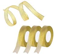 WedDecor Gold Organza Ribbon, Wide Glitter Trimmings Decorative Wrapping Ribbons for Gift, Bows Making, Crafts, Festive Decoration, Xmas Tree, Handmade DIY Crafts, 10mm, 5 Yards