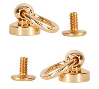WedDecor Gold Pull Ring Screw Back Studs Brass Chicago Dome Head Rivets for DIY Leathercraft, Clothing, Bags, Footwear, Fashion Accessories, 9.5mm, 2pcs