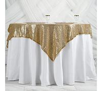 WedDecor Gold Rectangle Sparkly Sequin Dinning Luxury Table Overlay 10 Pieces Set for Wedding Christmas Birthday Party Event Occasions Table Decorations