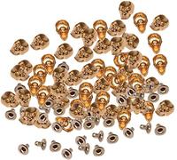 WedDecor Gold Skull Shaped Punk Studs for Designing Denim Leather Fabric Leathercraft, Goth Clothing, Footwear, Decorating Fashion Accessories, DIY Projects, 8mm x 13mm, 10pcs
