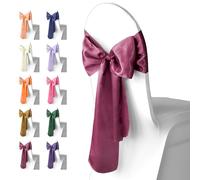 WedDecor Grape Satin Sash Ribbon Fuller Bow for Bridal Wedding Birthday Engagement Reception Party Banquet Event Dining Chair Decoration -7" x 108" (18 x 274cm) - 1pc