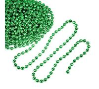 WedDecor Green Christmas Metallic Bead Garland 9 Metres Shiny Pearl String for Xmas Tree Decoration, Beaded Tinsel Chain for Crafts, Ornaments, Holiday & For Festive Decor, 2pcs