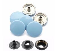 WedDecor Grey Blue 15mm Press Studs Heavy Duty Metal Nickle Free 4 Parts Snap Fasteners Rivets Button for Leather Crafts, Jackets, Bags, Straps, Jeans, Clothes Repair - Pack of 10