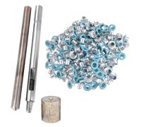 WedDecor Grommet Kit 100 Pieces 2mm Eyelets with 3 Pieces Installation Tool Kit Eyelet Punch Tool Kit For Clothing, Leathercraft, DIY Projects, Arts and Crafts and Scrapbooking, Baby Blue