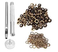 WedDecor Grommet Kit 100 Sets 6mm Grommet Bronze Eyelets with 3pcs Setting Tool Kit for Tarpaulin Fabric Craft Making Leathercrafts, Arts & Craft Projects, Scrapbooking, Clothing