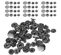 WedDecor Gunmetal 12mm S Spring Press Studs 4 Part, Durable and Lightweight, Metal Snap Fasteners for Jackets, Jeans, Leather Craft, Straps and Clothing Repair, 50pcs